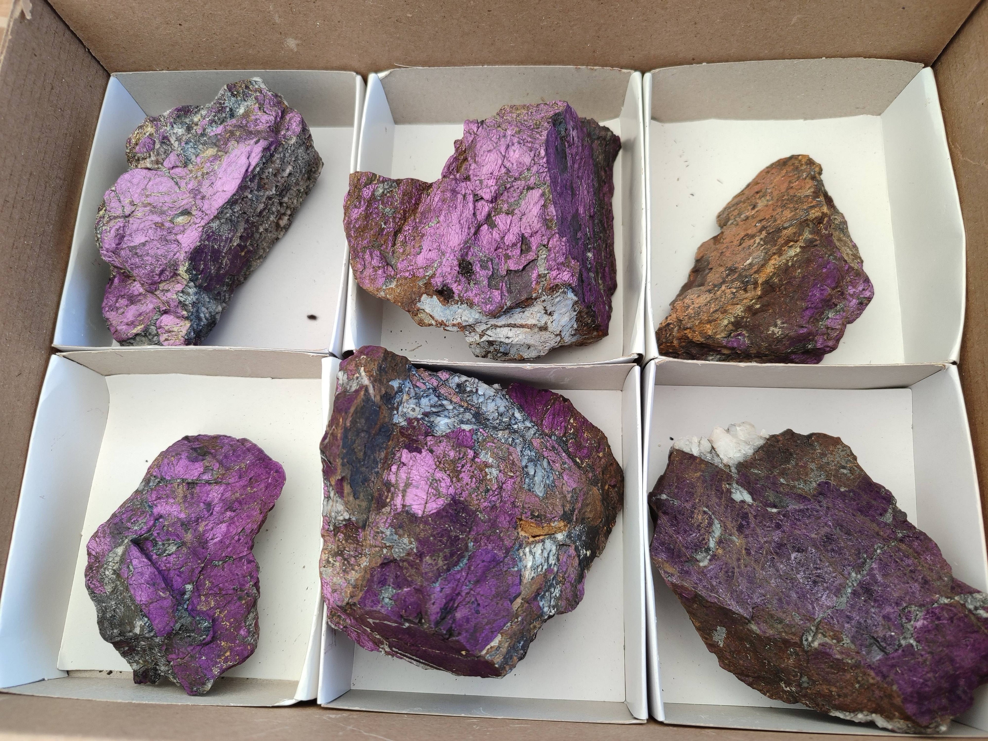 Natural Metallic Purpurite Specimens x 6 From Erongo, Namibia - Toprock Gemstones and Minerals 