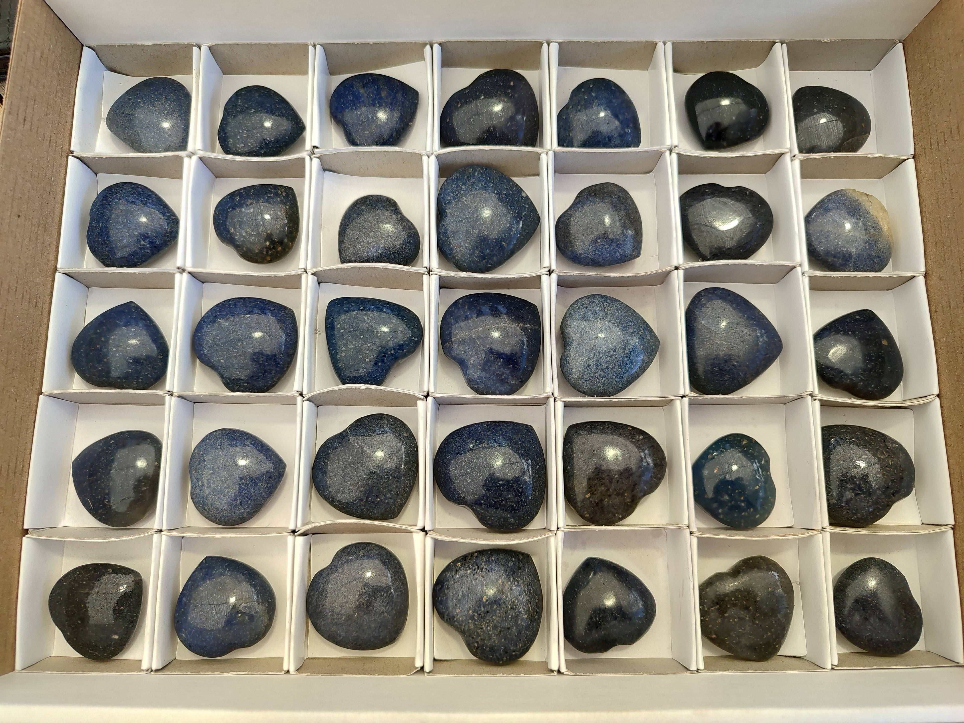 Polished Mini Lazulite Hearts x 35 From Madagascar - Toprock Gemstones and Minerals 