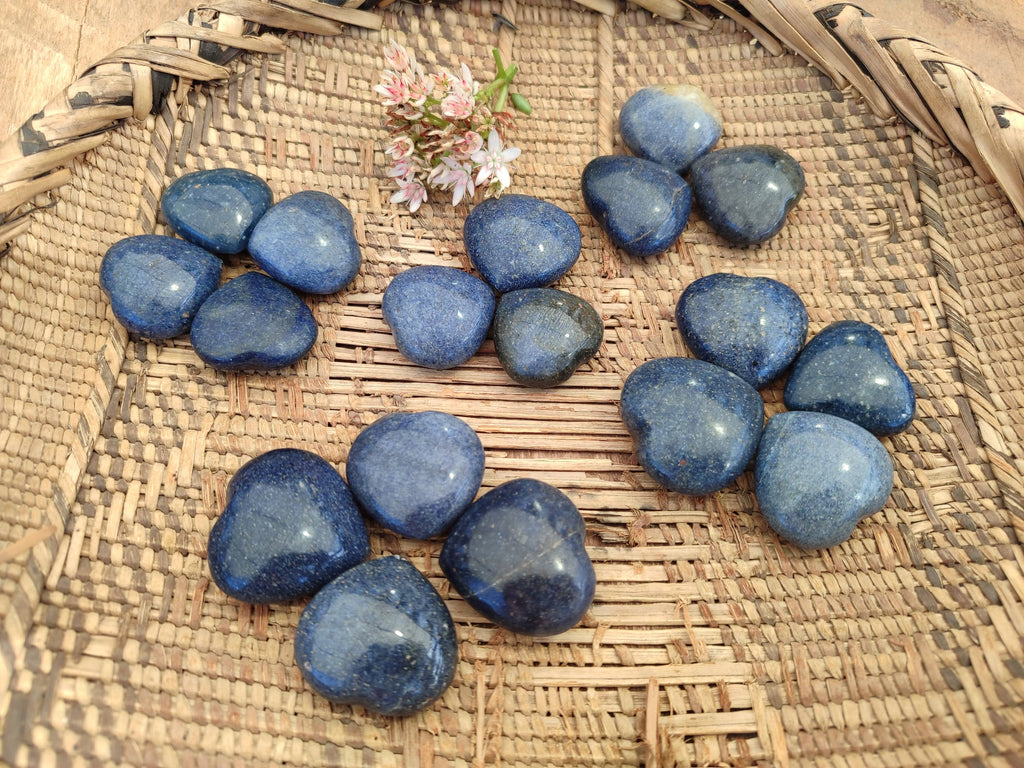 Polished Mini Lazulite Hearts x 35 From Madagascar - Toprock Gemstones and Minerals 