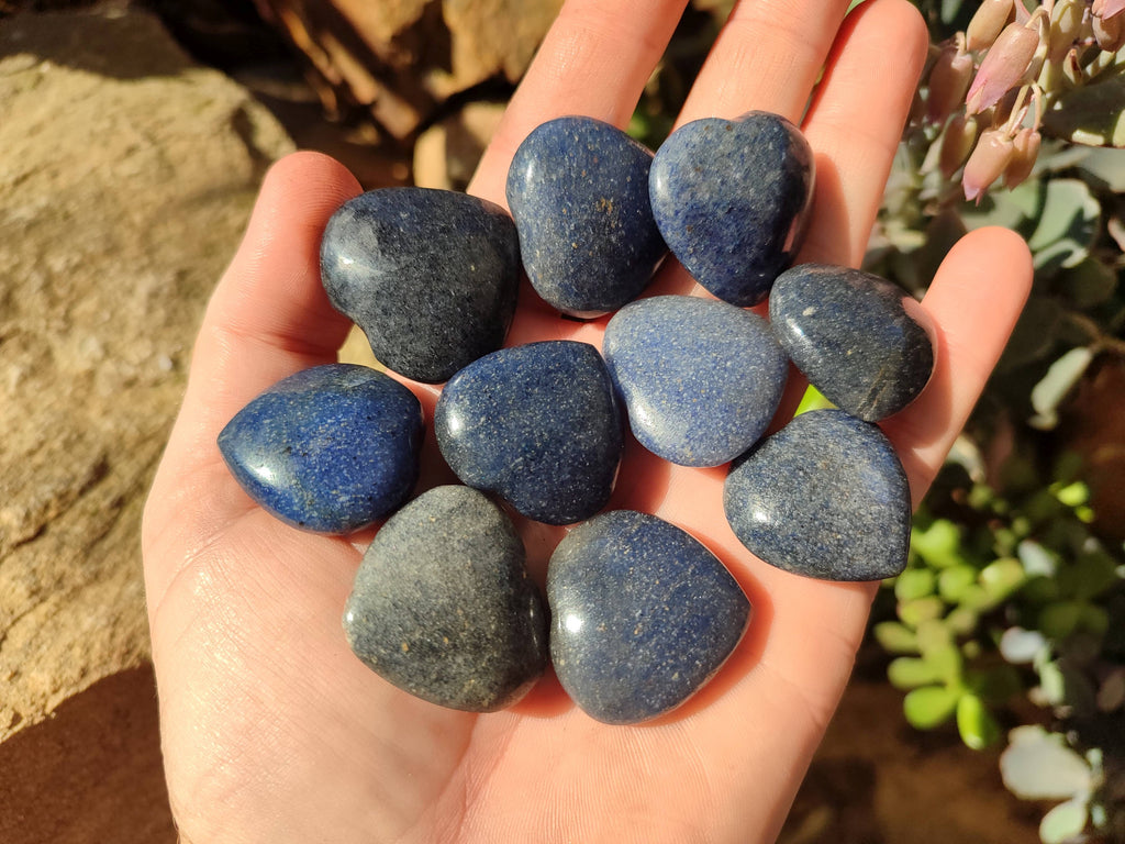 Polished Mini Lazulite Hearts x 35 From Madagascar - Toprock Gemstones and Minerals 