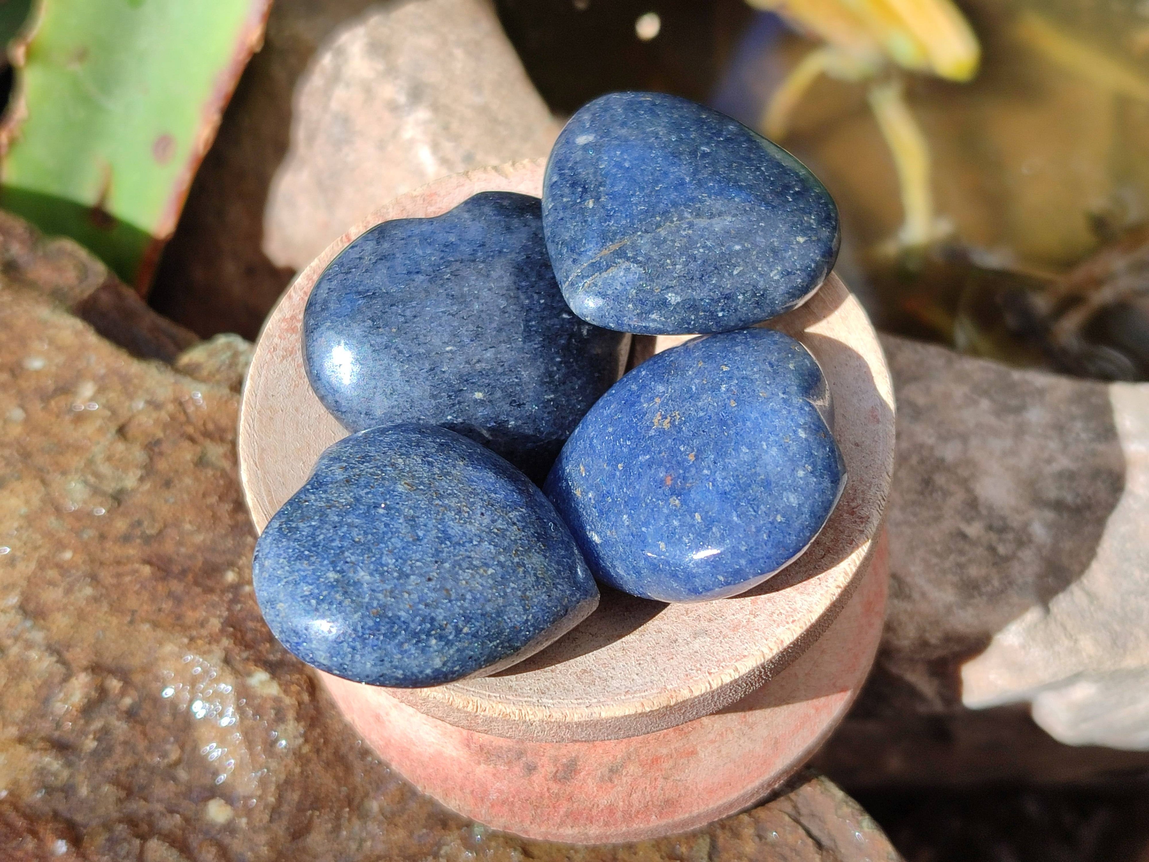 Polished Mini Lazulite Hearts x 35 From Madagascar - Toprock Gemstones and Minerals 