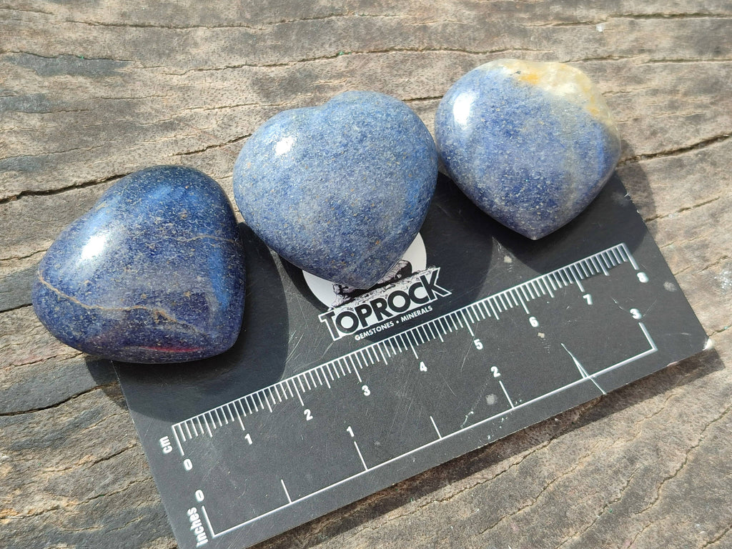 Polished Mini Lazulite Hearts x 35 From Madagascar - Toprock Gemstones and Minerals 