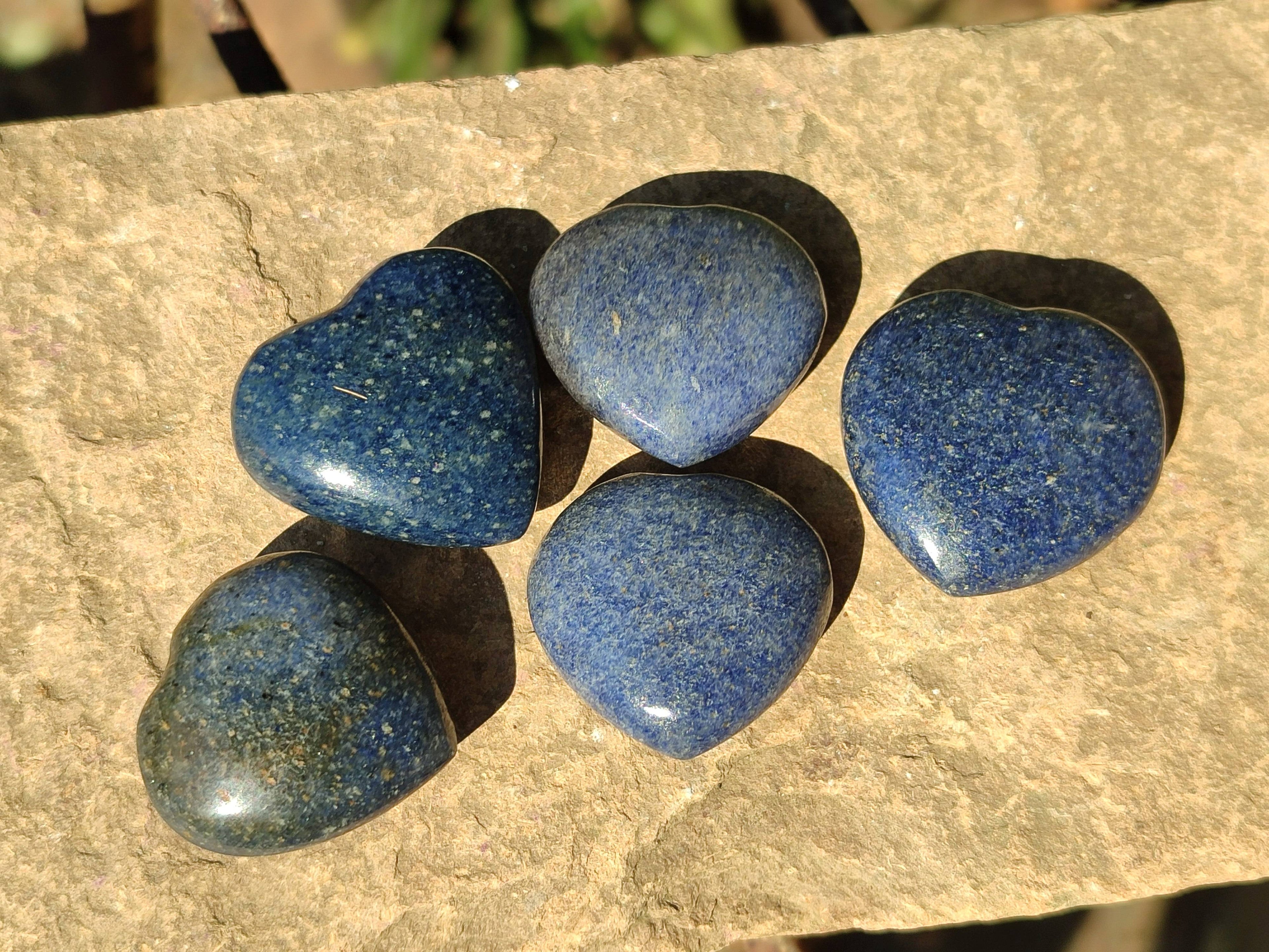 Polished Mini Lazulite Hearts x 35 From Madagascar - Toprock Gemstones and Minerals 