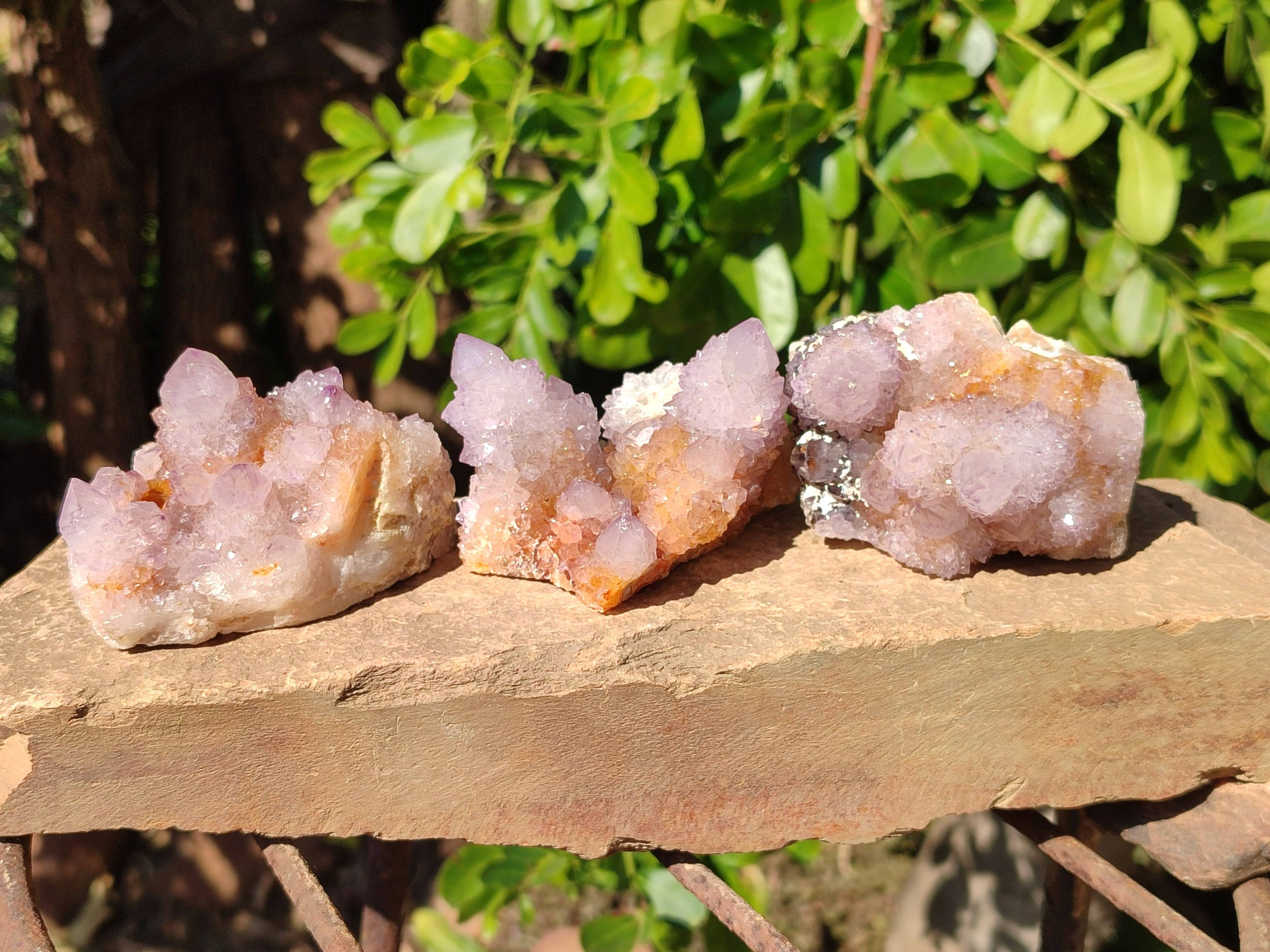 Natural Amethyst Spirit Quartz Clusters x 4 From South Africa - Toprock Gemstones and Minerals 