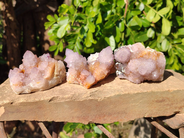 Natural Amethyst Spirit Quartz Clusters x 4 From South Africa