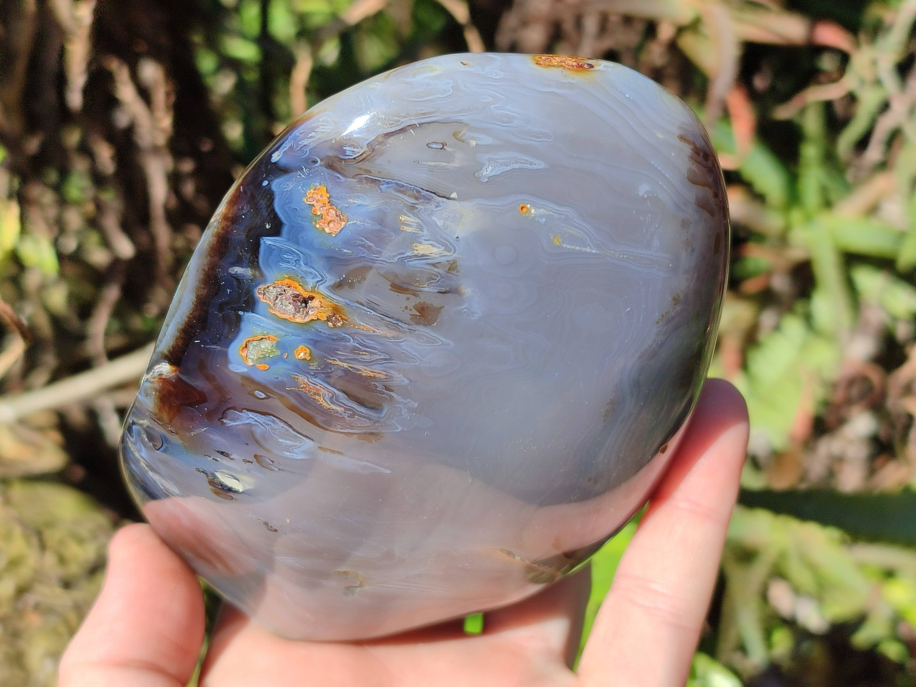 Polished Banded Agate Standing Free Form x 1 From Madagascar - Toprock Gemstones and Minerals 