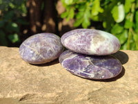 Polished Lepidolite with Pink Rubellite Palm Stones x 12 From Ambatondrazaka, Madagascar - Toprock Gemstones and Minerals 