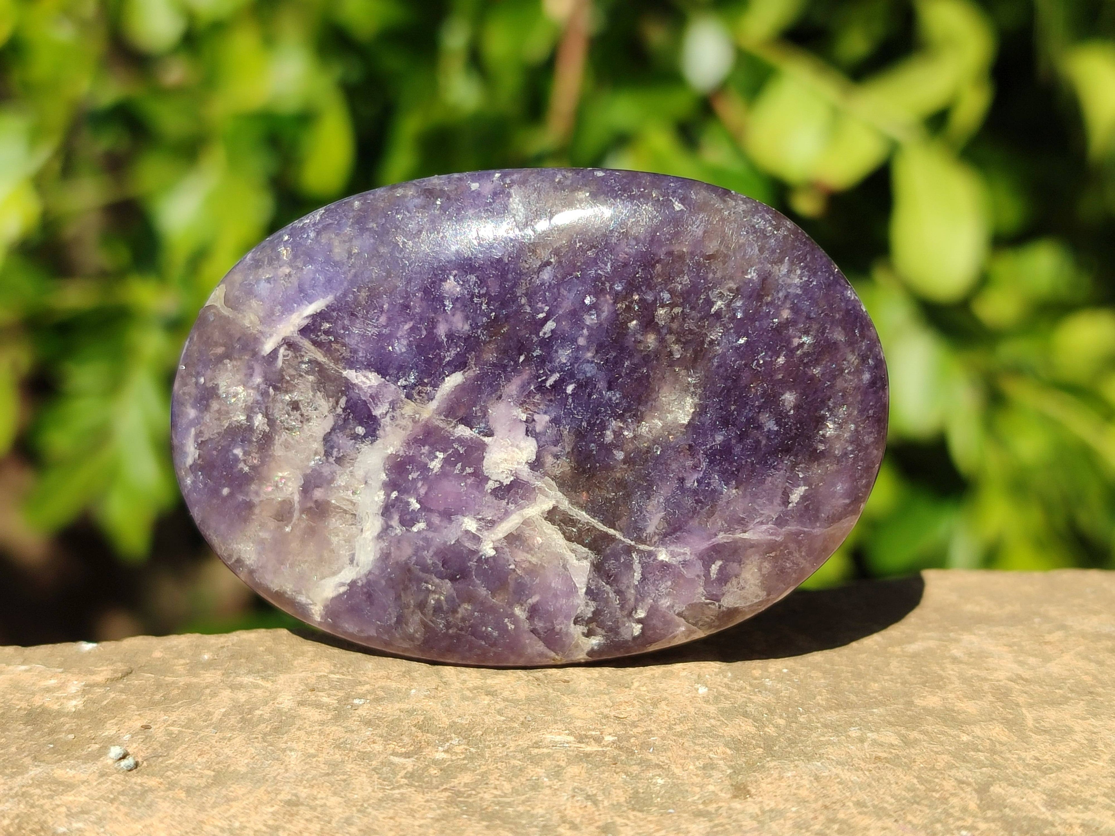 Polished Lepidolite with Pink Rubellite Palm Stones x 12 From Ambatondrazaka, Madagascar - Toprock Gemstones and Minerals 