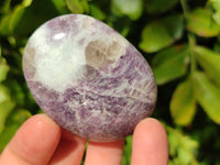 Polished Lepidolite with Pink Rubellite Palm Stones x 12 From Ambatondrazaka, Madagascar - Toprock Gemstones and Minerals 