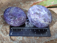 Polished Lepidolite with Pink Rubellite Palm Stones x 12 From Ambatondrazaka, Madagascar - Toprock Gemstones and Minerals 