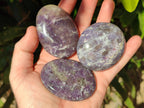 Polished Lepidolite with Pink Rubellite Palm Stones x 12 From Ambatondrazaka, Madagascar - Toprock Gemstones and Minerals 