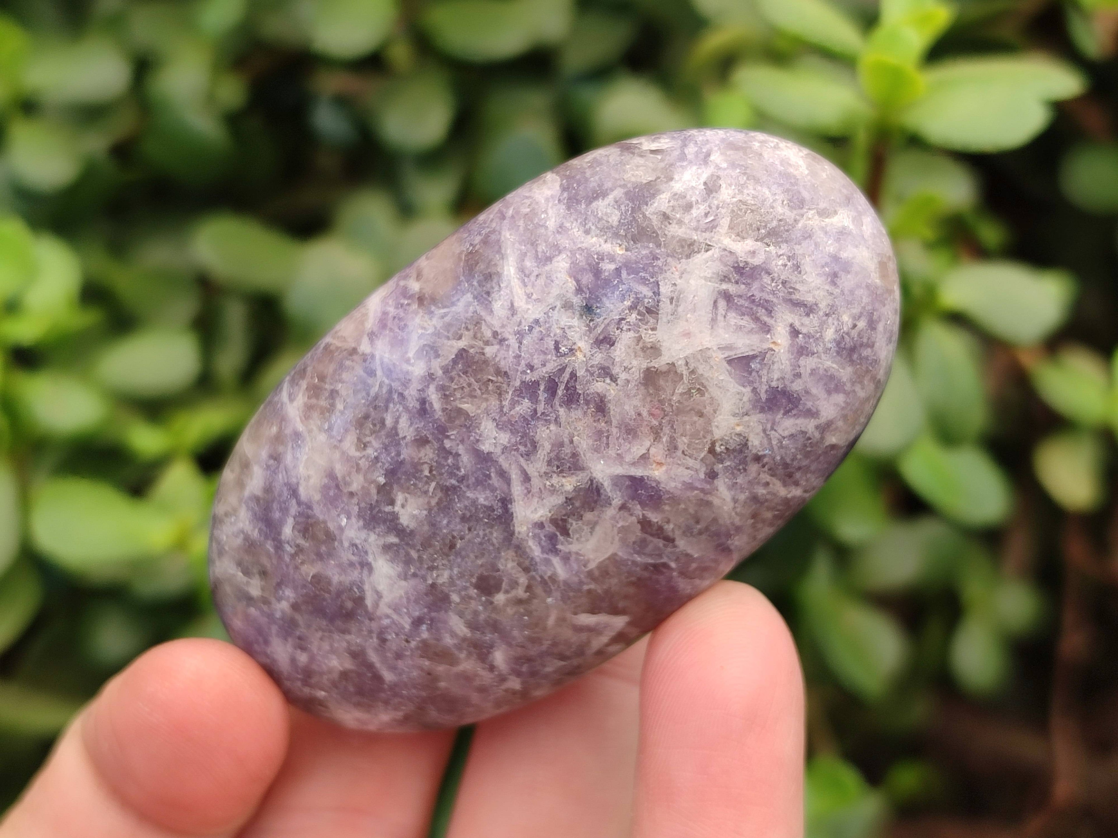 Polished Lepidolite with Pink Rubellite Palm Stones x 12 From Ambatondrazaka, Madagascar - Toprock Gemstones and Minerals 