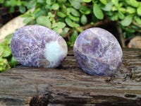 Polished Lepidolite with Pink Rubellite Palm Stones x 12 From Ambatondrazaka, Madagascar - Toprock Gemstones and Minerals 