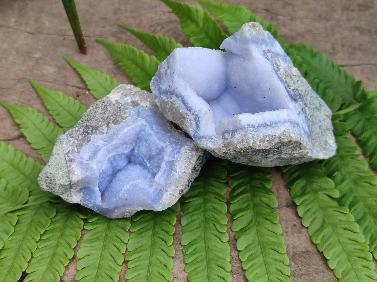 Natural Blue Lace Agate Geode Specimens x 24 From Malawi - Toprock Gemstones and Minerals 