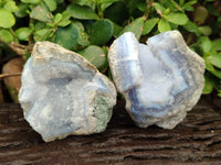Natural Blue Lace Agate Geode Specimens x 24 From Malawi
