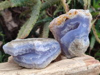 Natural Blue Lace Agate Geode Specimens x 24 From Malawi