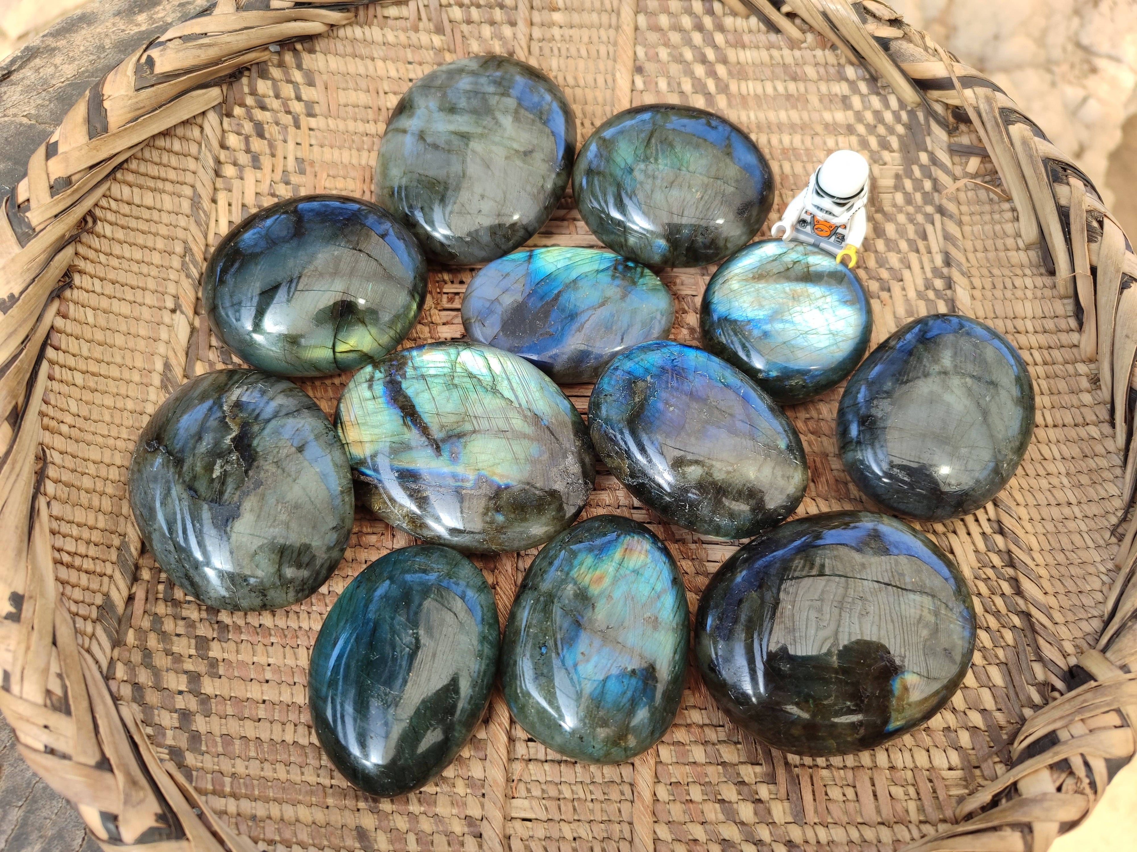 Polished Labradorite Palm Stones x 12 From Tulear, Madagascar - Toprock Gemstones and Minerals 