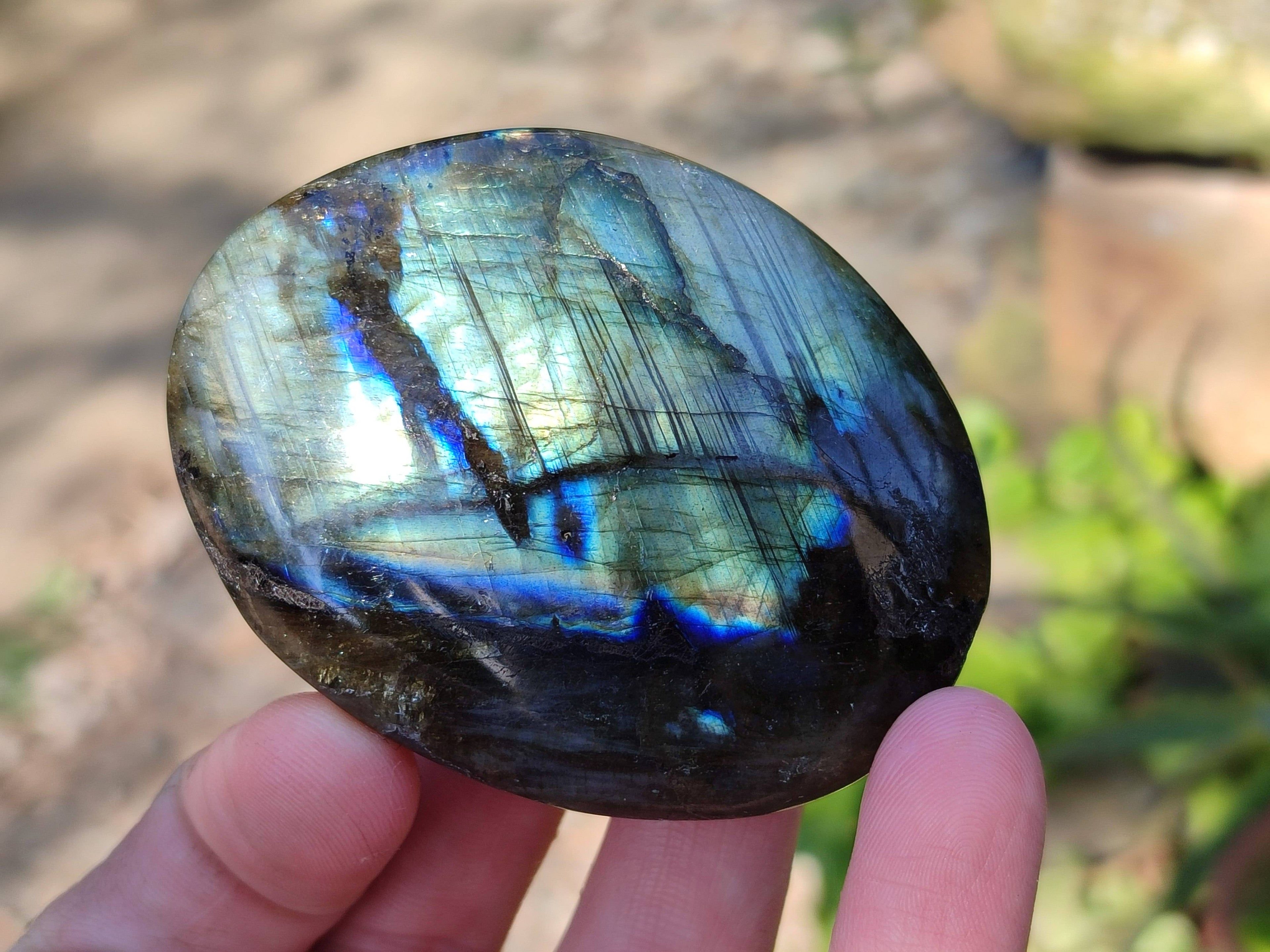 Polished Labradorite Palm Stones x 12 From Tulear, Madagascar - Toprock Gemstones and Minerals 
