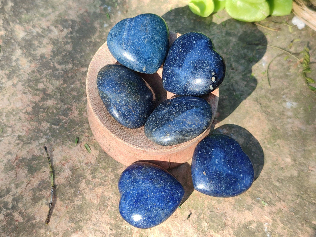 Polished Mini Lazulite Hearts x 35 From Madagascar - Toprock Gemstones and Minerals 
