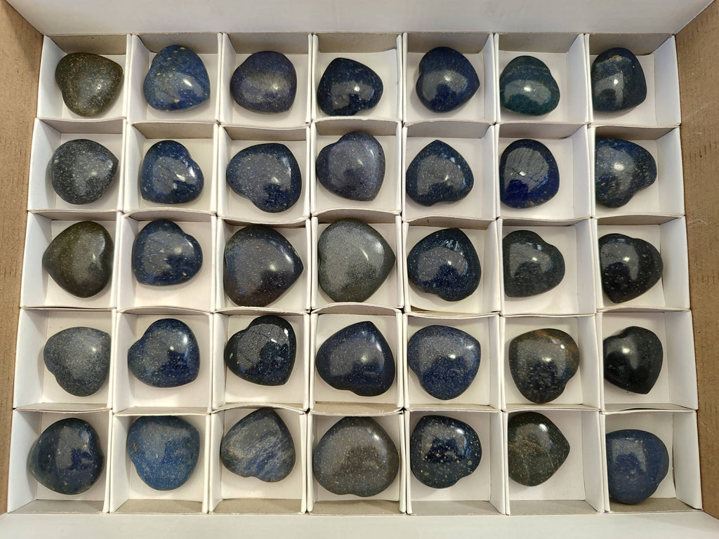Polished Mini Lazulite Hearts x 35 From Madagascar - Toprock Gemstones and Minerals 