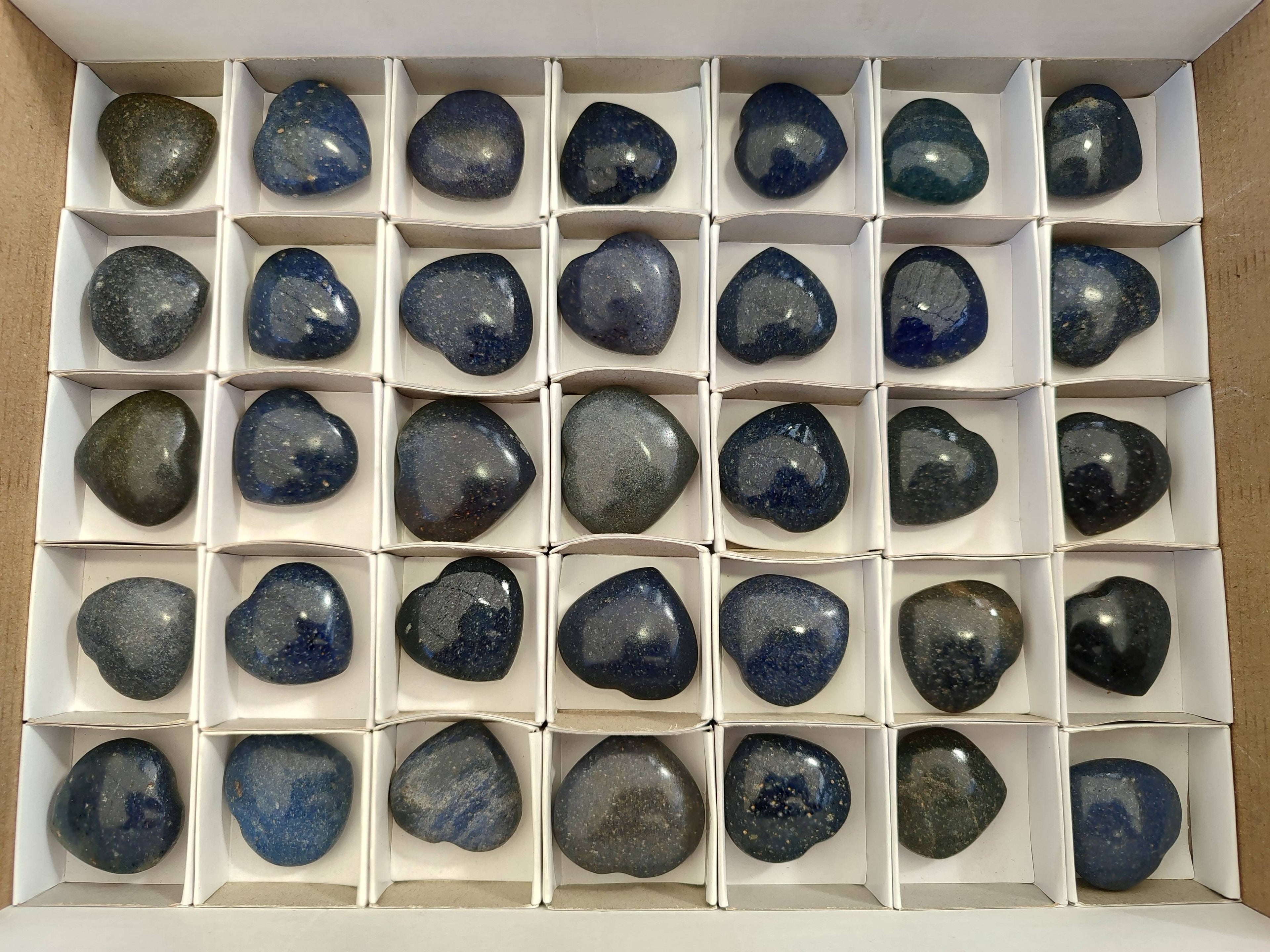 Polished Mini Lazulite Hearts x 35 From Madagascar - Toprock Gemstones and Minerals 