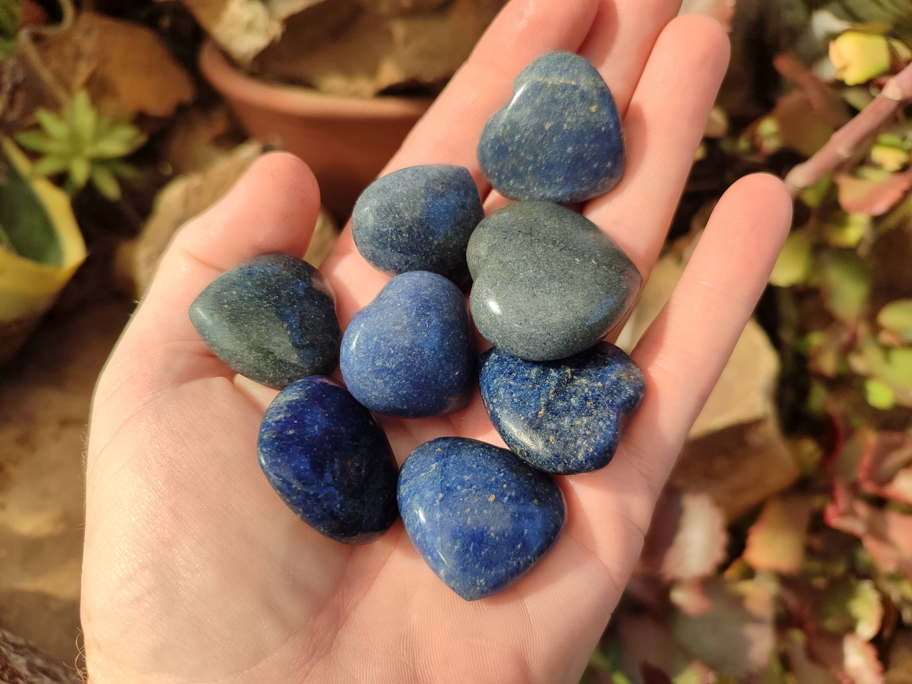 Polished Mini Lazulite Hearts x 35 From Madagascar - Toprock Gemstones and Minerals 