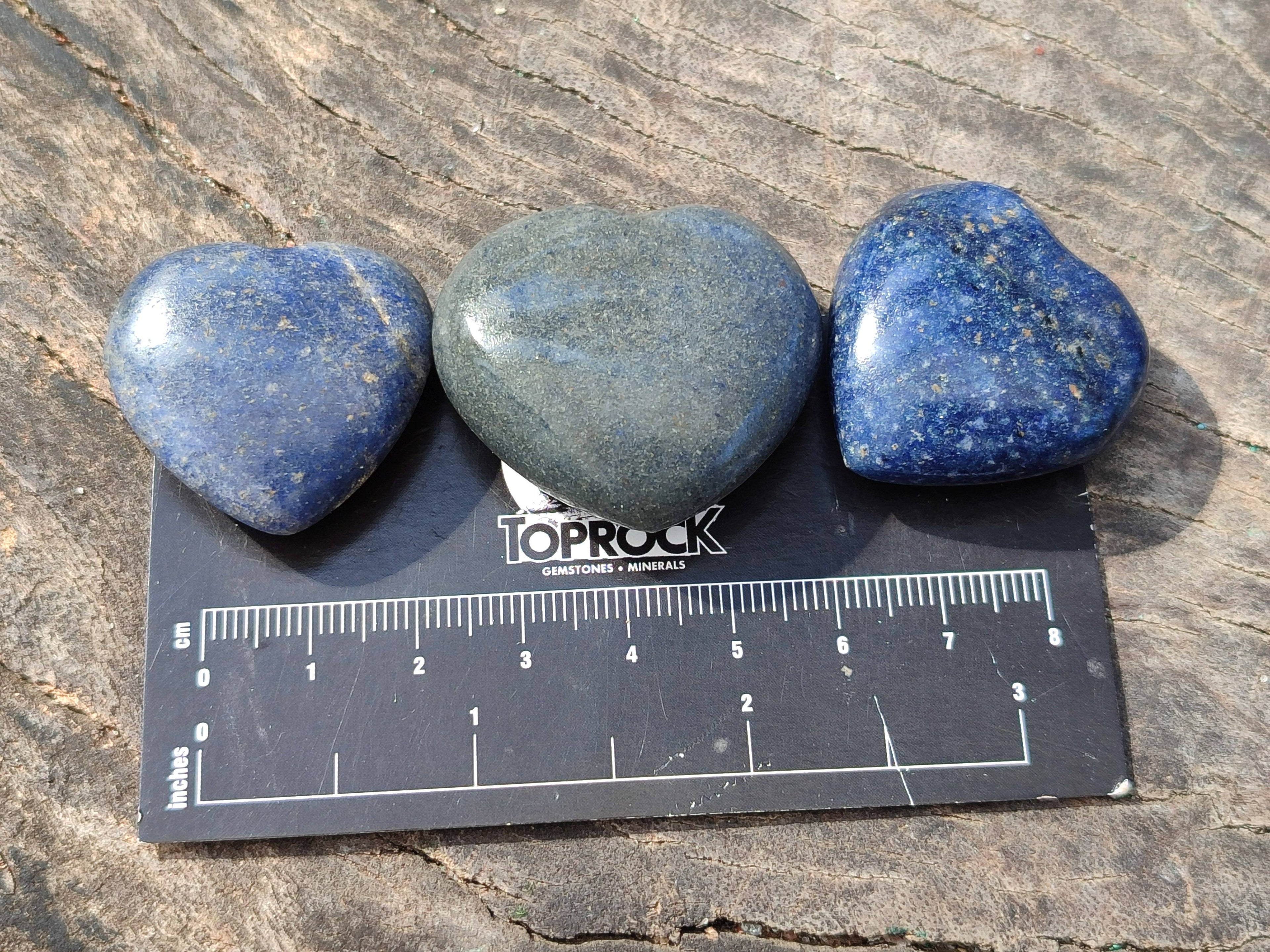 Polished Mini Lazulite Hearts x 35 From Madagascar - Toprock Gemstones and Minerals 