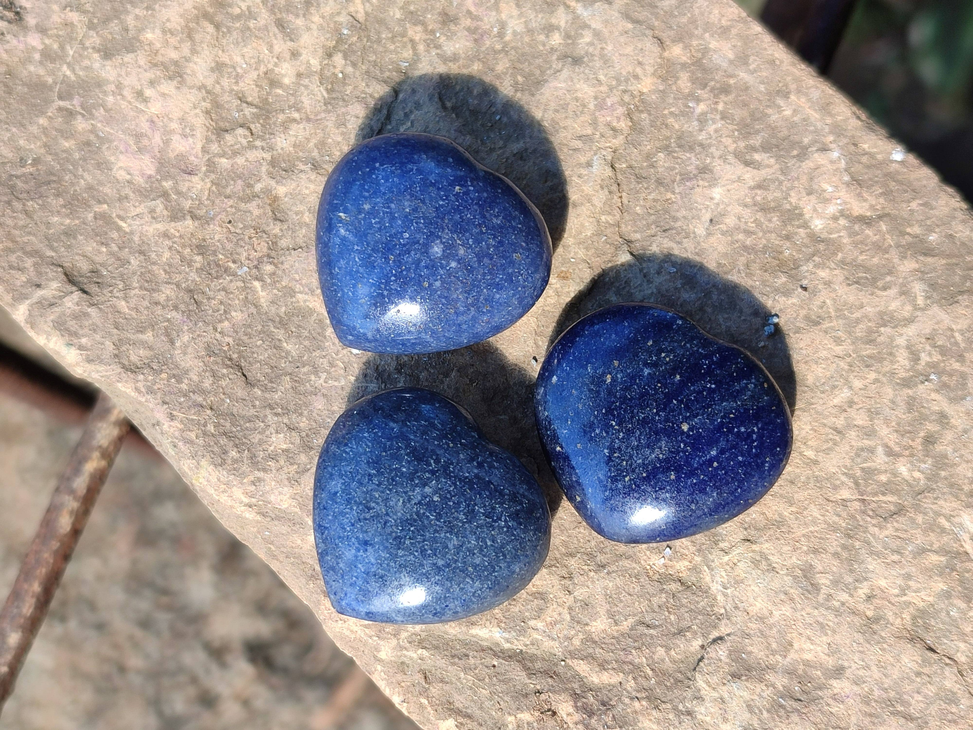 Polished Mini Lazulite Hearts x 35 From Madagascar - Toprock Gemstones and Minerals 