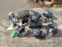 Natural Schorl Black Tourmaline Specimens x 12 From Namibia