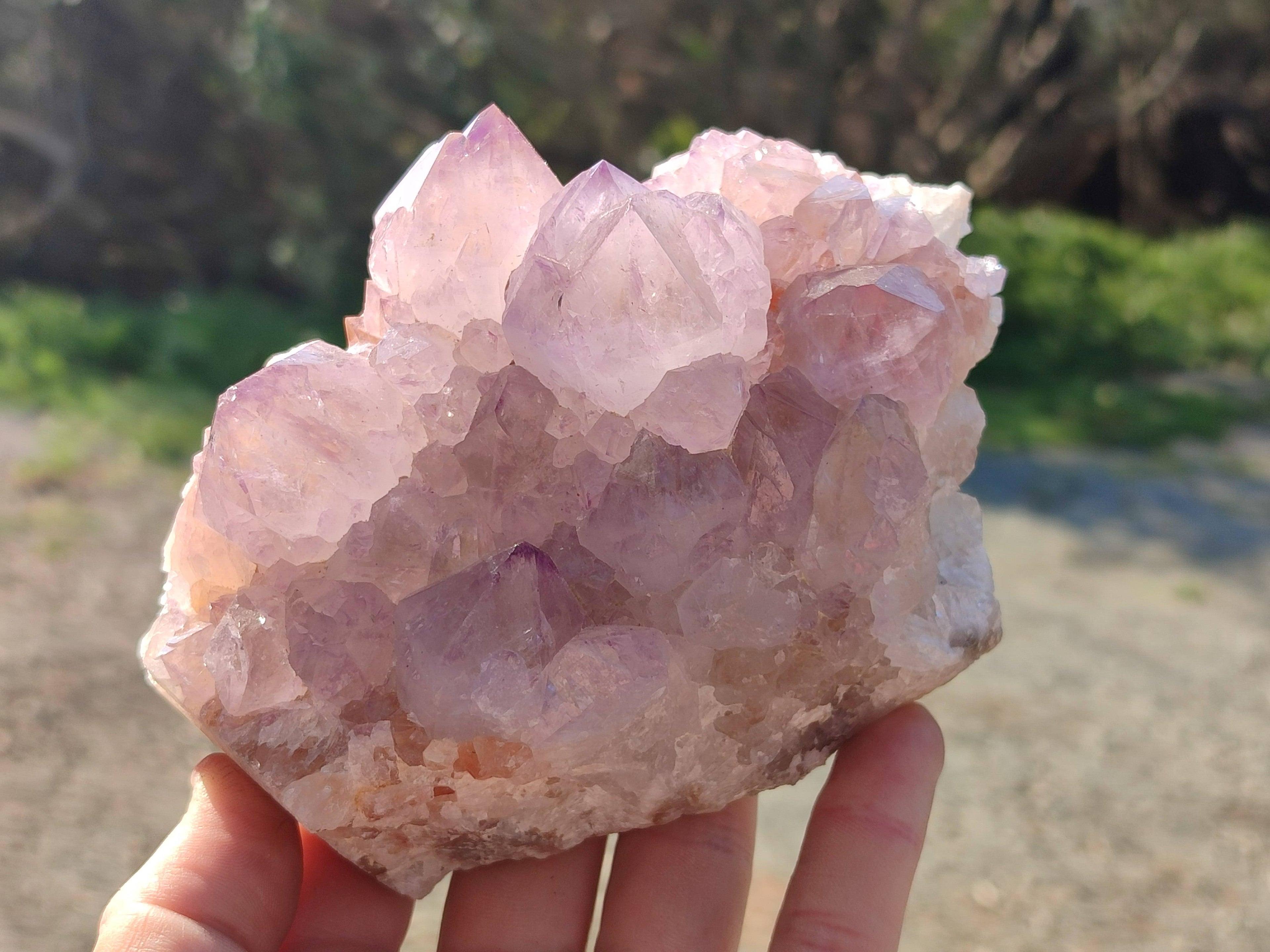 Natural Amethyst Spirit Quartz Clusters x 2 From South Africa - Toprock Gemstones and Minerals 