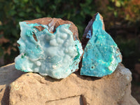 Natural Drusy Coated Chrysocolla Specimens x 3 From Lupoto Mine, Congo