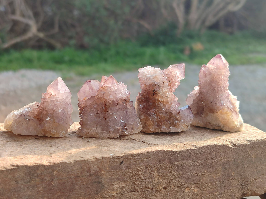 Natural Amethyst Spirit Quartz Clusters x 12 From South Africa - Toprock Gemstones and Minerals 