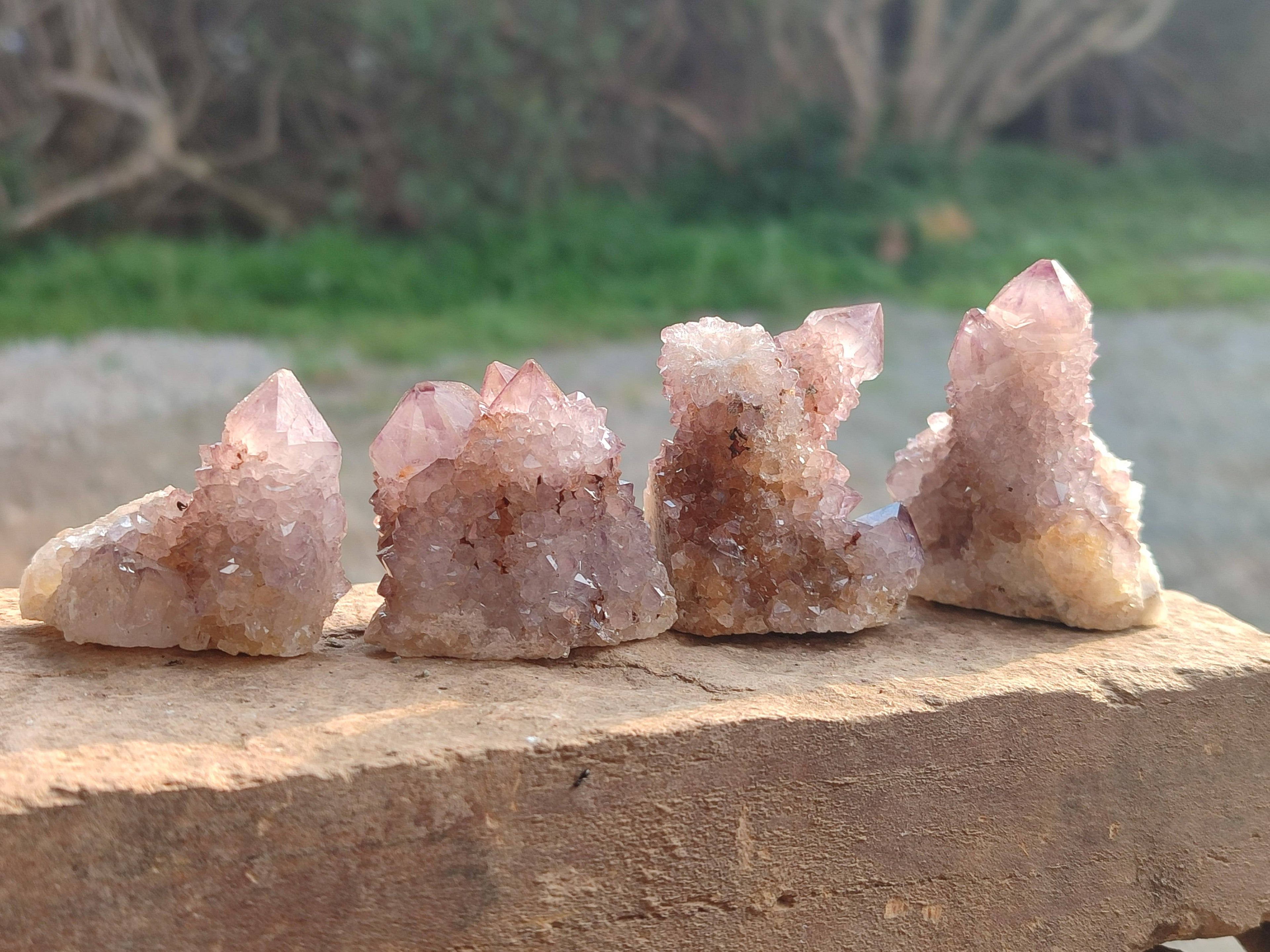 Natural Amethyst Spirit Quartz Clusters x 12 From South Africa - Toprock Gemstones and Minerals 