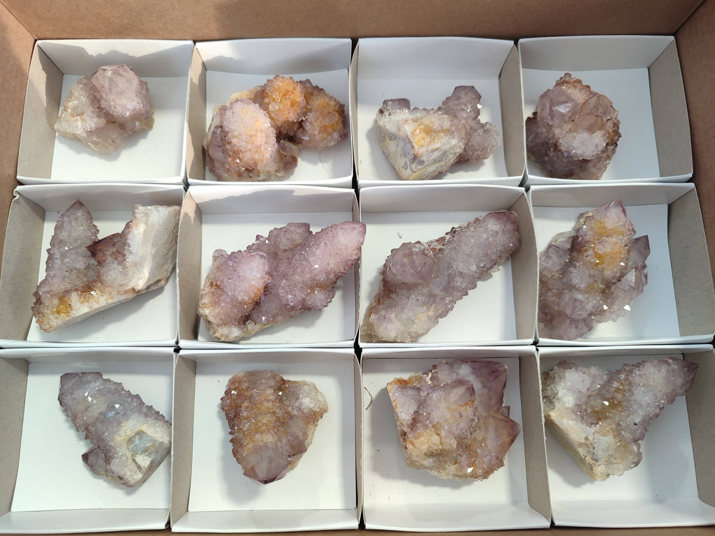Natural Amethyst Spirit Quartz Clusters x 12 From South Africa - Toprock Gemstones and Minerals 