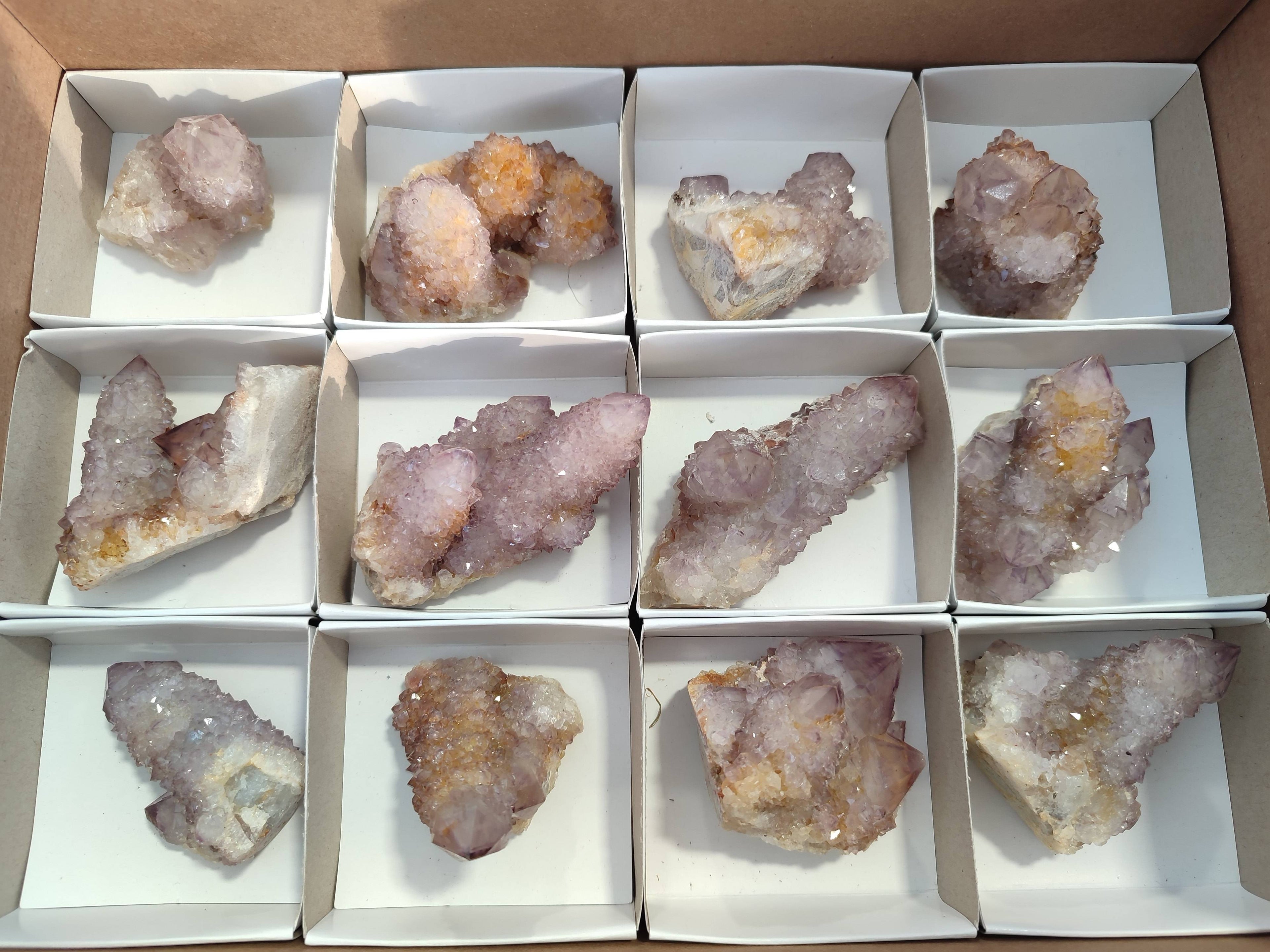 Natural Amethyst Spirit Quartz Clusters x 12 From South Africa - Toprock Gemstones and Minerals 