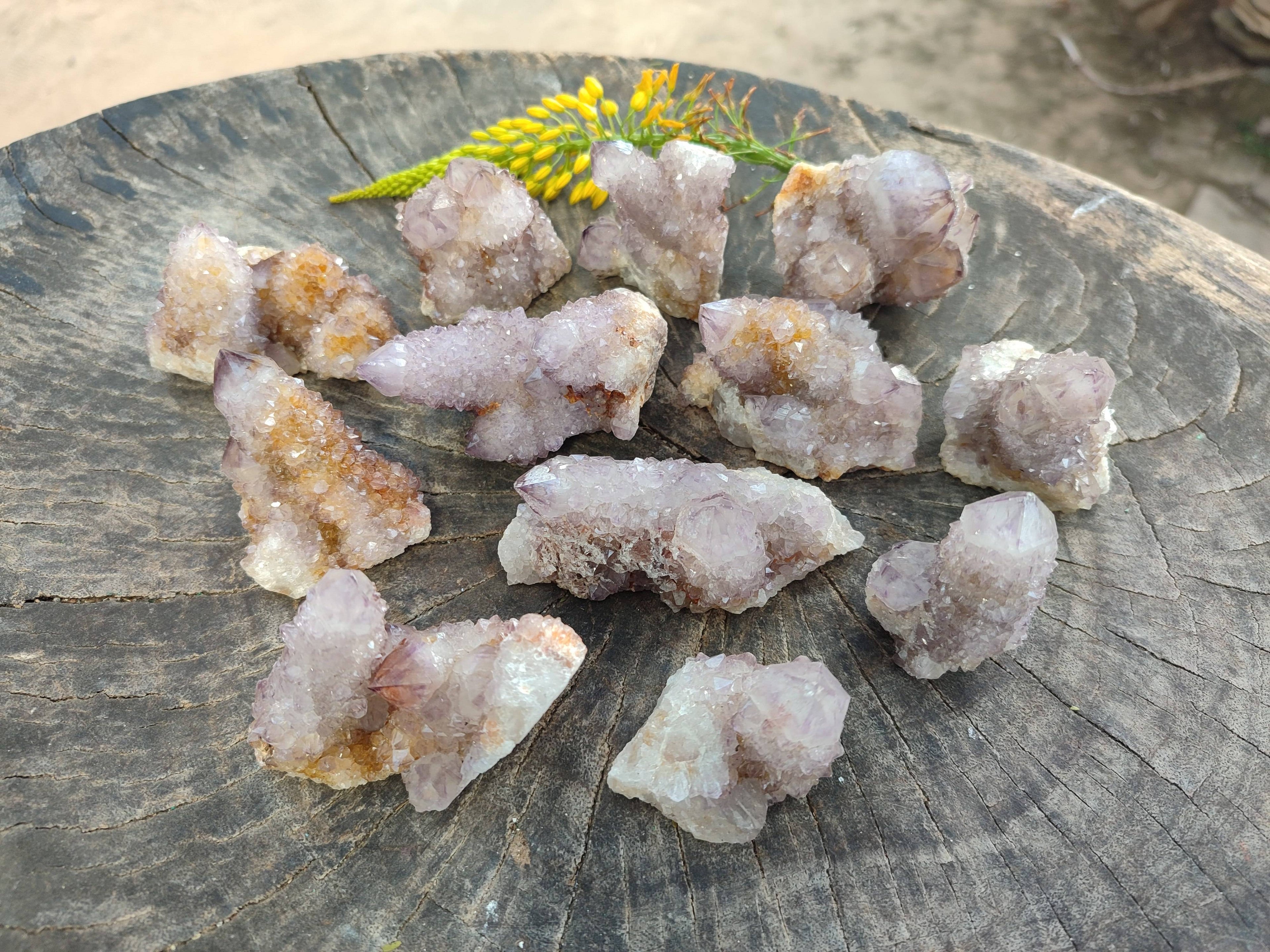 Natural Amethyst Spirit Quartz Clusters x 12 From South Africa - Toprock Gemstones and Minerals 