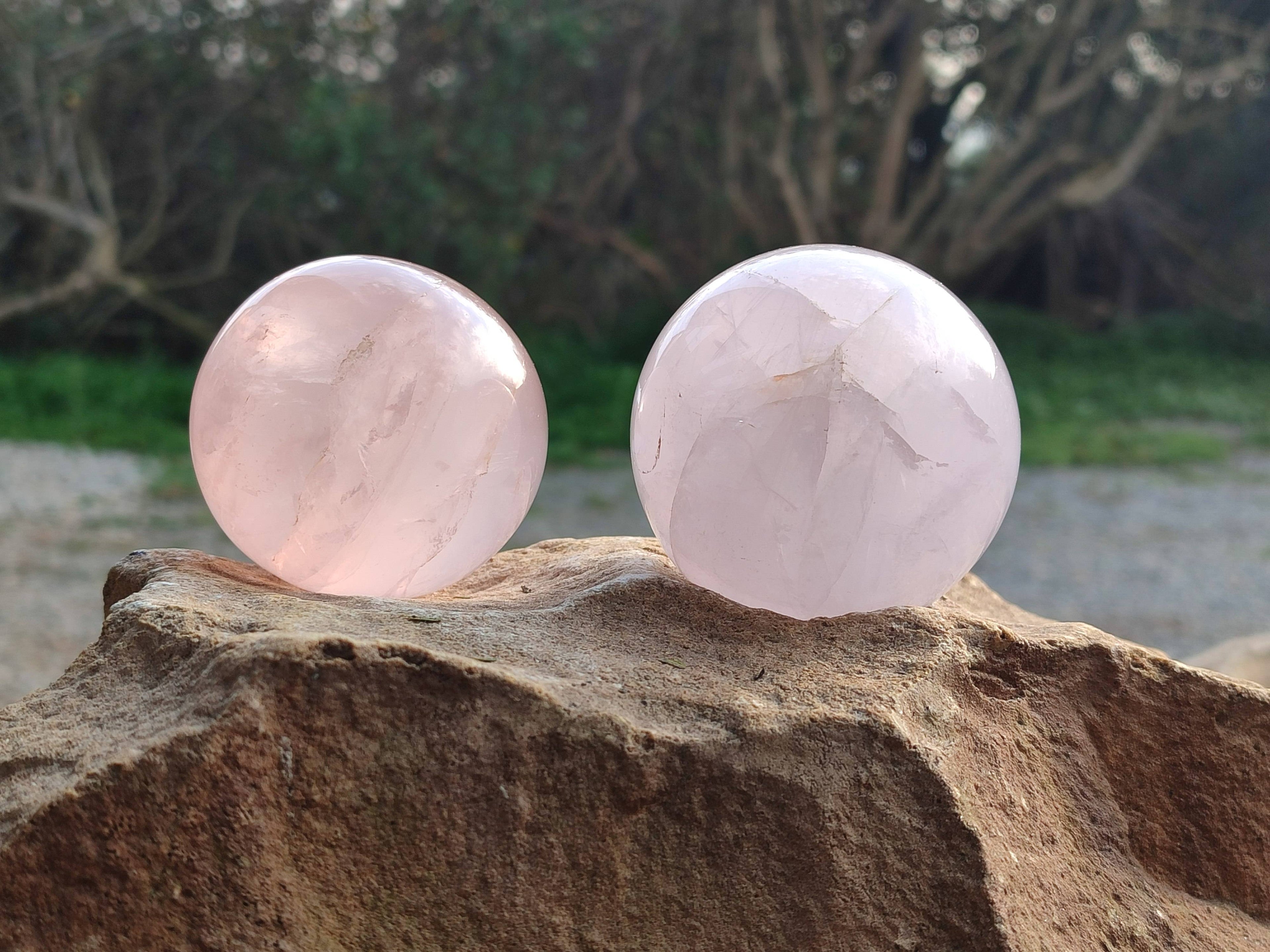 Polished Rose Quartz Spheres x 4 From Madagascar - Toprock Gemstones and Minerals 