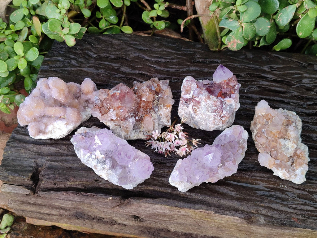 Natural Amethyst Spirit Quartz Clusters x 6 From South Africa - Toprock Gemstones and Minerals 