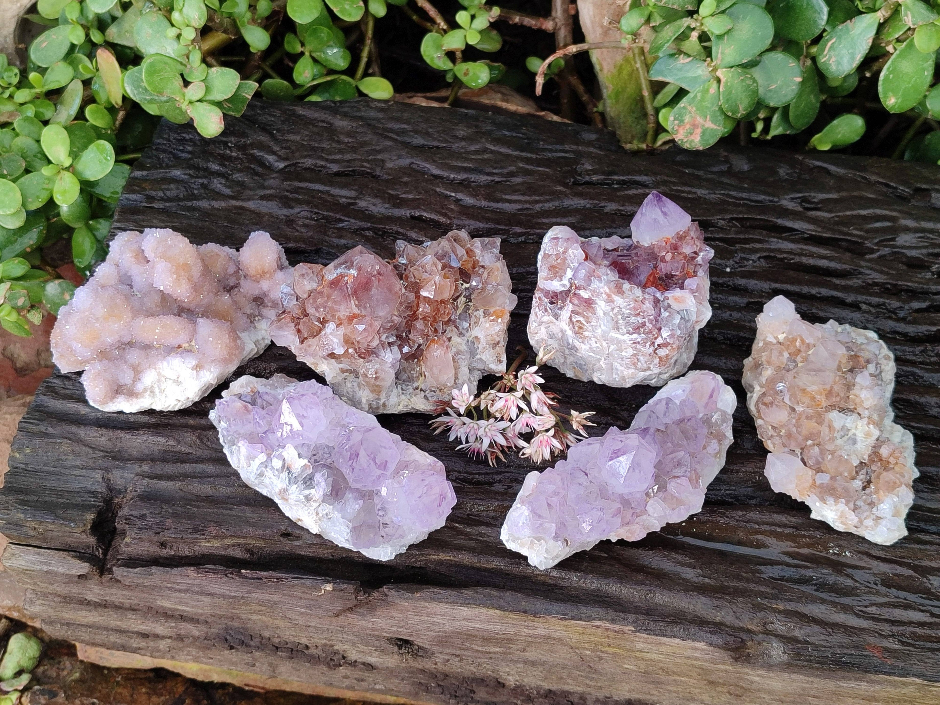 Natural Amethyst Spirit Quartz Clusters x 6 From South Africa - Toprock Gemstones and Minerals 