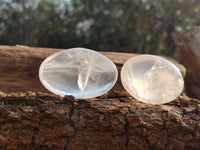 Polished Girasol Pearl Quartz Palm Stones x 24 From Ambatondrazaka, Madagascar