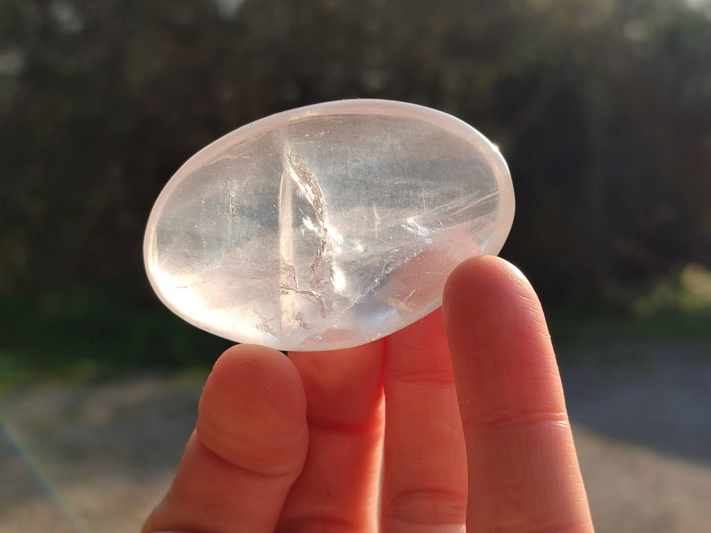 Polished Girasol Pearl Quartz Palm Stones x 24 From Ambatondrazaka, Madagascar - Toprock Gemstones and Minerals 