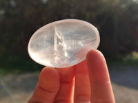 Polished Girasol Pearl Quartz Palm Stones x 24 From Ambatondrazaka, Madagascar