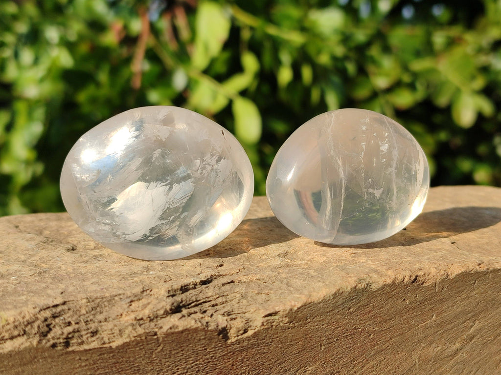 Polished Girasol Pearl Quartz Palm Stones x 24 From Ambatondrazaka, Madagascar - Toprock Gemstones and Minerals 