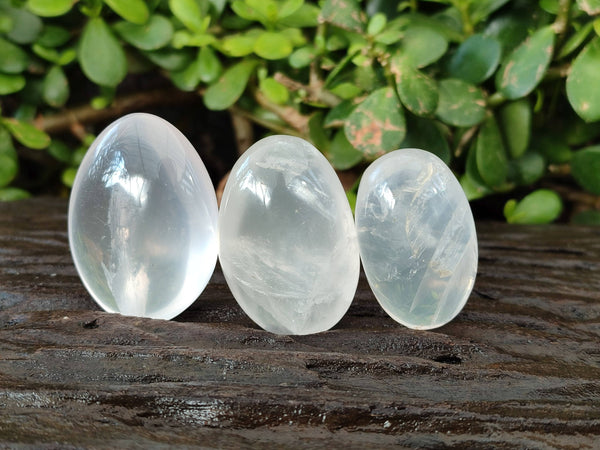 Polished Girasol Pearl Quartz Palm Stones x 24 From Ambatondrazaka, Madagascar