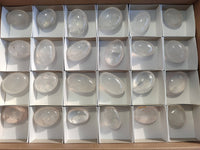 Polished Girasol Pearl Quartz Palm Stones x 24 From Ambatondrazaka, Madagascar