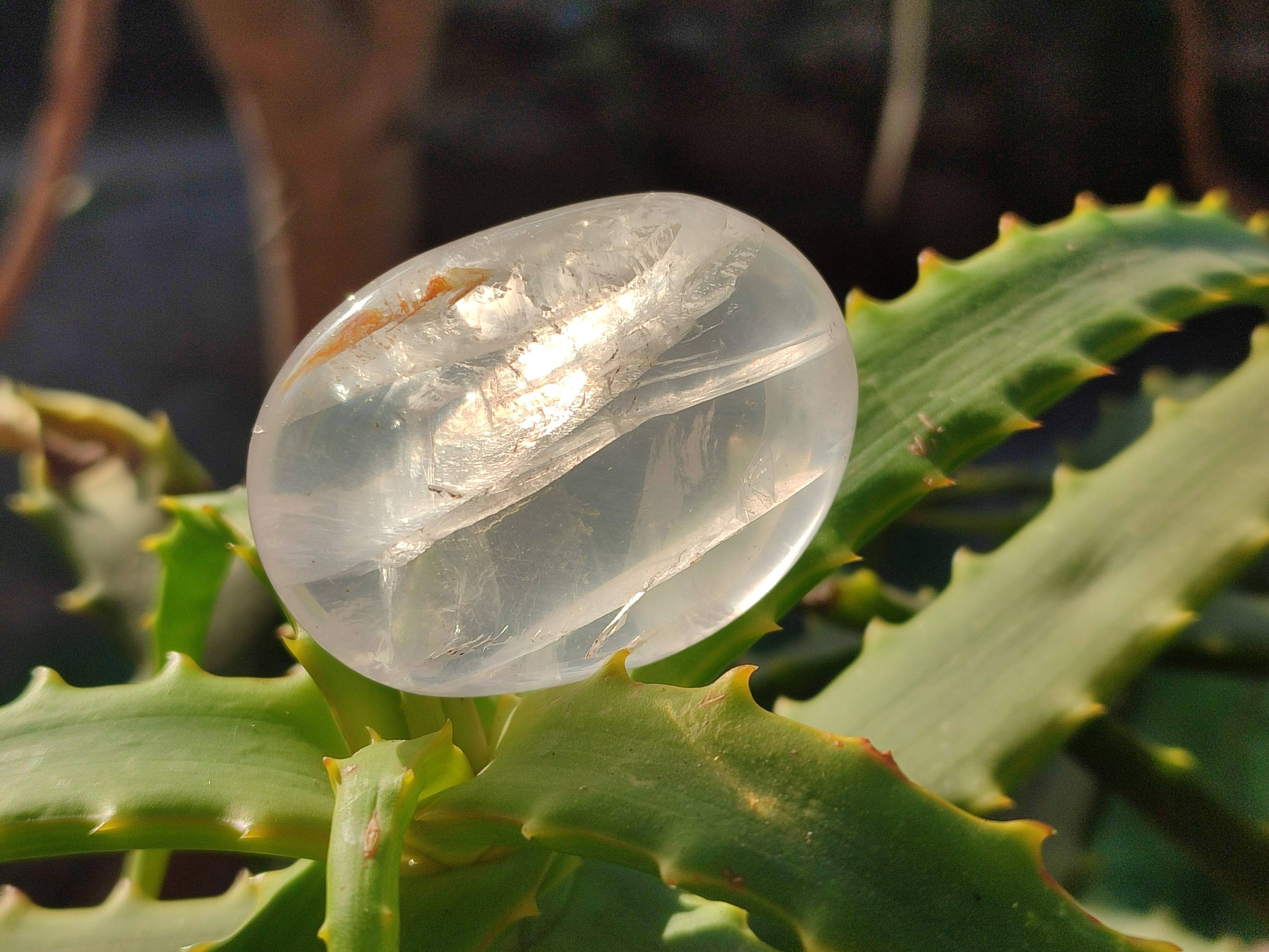 Polished Girasol Pearl Quartz Palm Stones x 24 From Ambatondrazaka, Madagascar - Toprock Gemstones and Minerals 