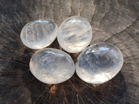 Polished Girasol Pearl Quartz Palm Stones x 24 From Ambatondrazaka, Madagascar
