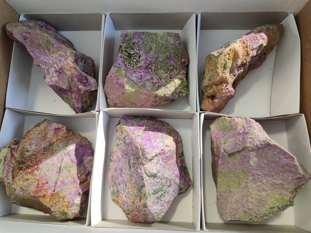Natural Stichtite and Serpentine Specimens x 6 From Barberton, South Africa - Toprock Gemstones and Minerals 