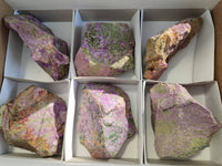 Natural Stichtite and Serpentine Specimens x 6 From Barberton, South Africa