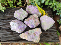 Natural Stichtite and Serpentine Specimens x 6 From Barberton, South Africa